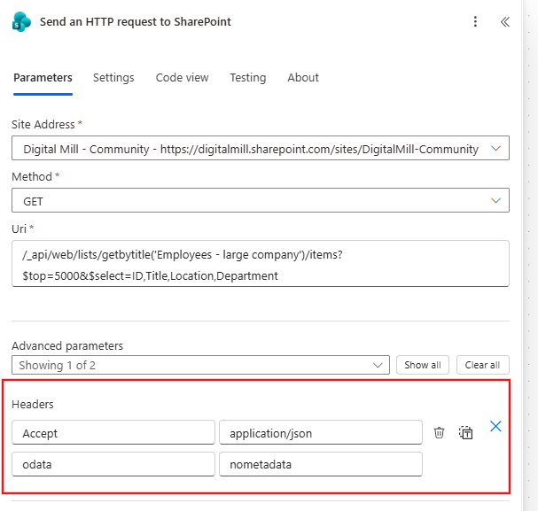 http request headers in power automate