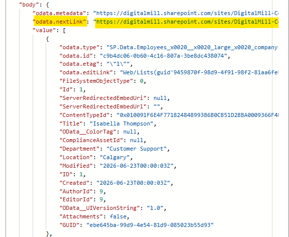http request raw outputs in power automate
