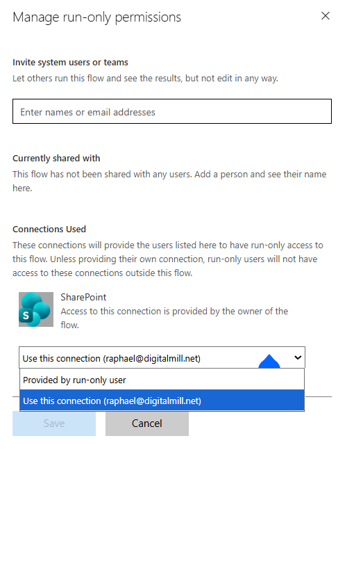 run only settings in power automate