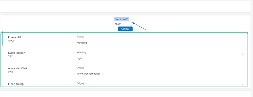 gallery populated from power automate