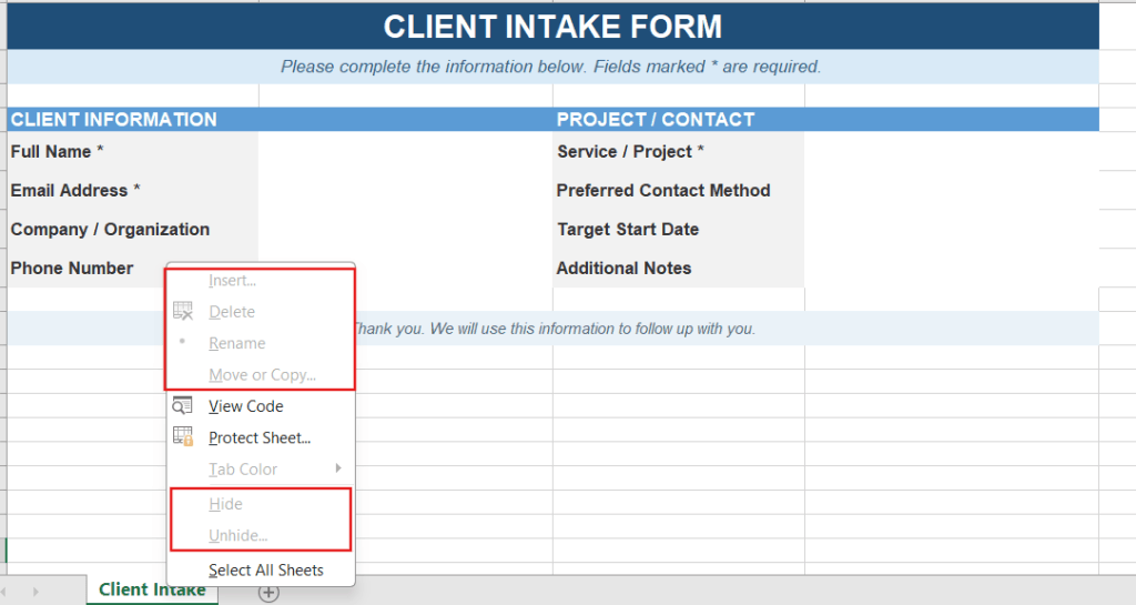 protected worbook structure