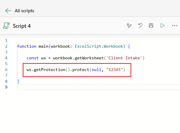 protect a worksheet in office scripts