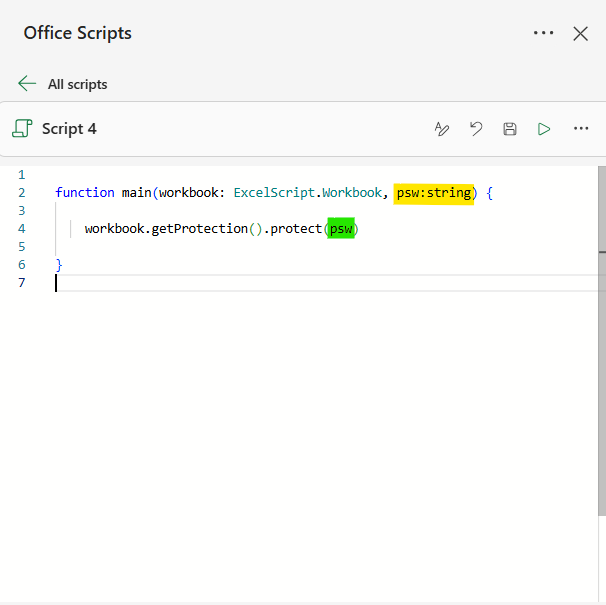 office script to unprotect workbook with dynamic password