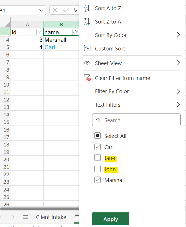 filtering column in protected worksheets