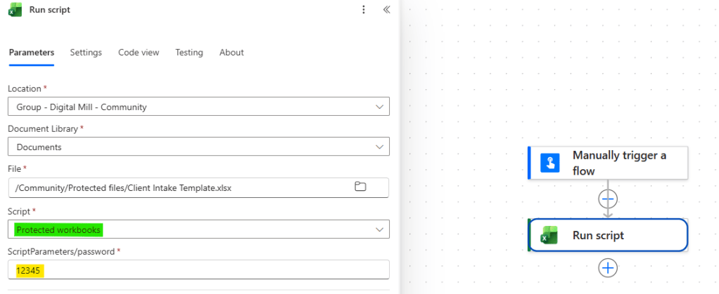 run script action in power automate